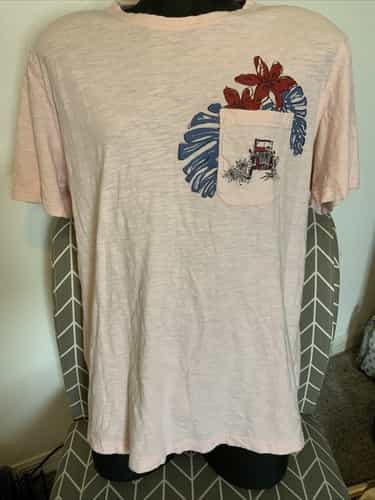 EUC Men's surfside supply pocket t-shirt Pink With Design TEE XL