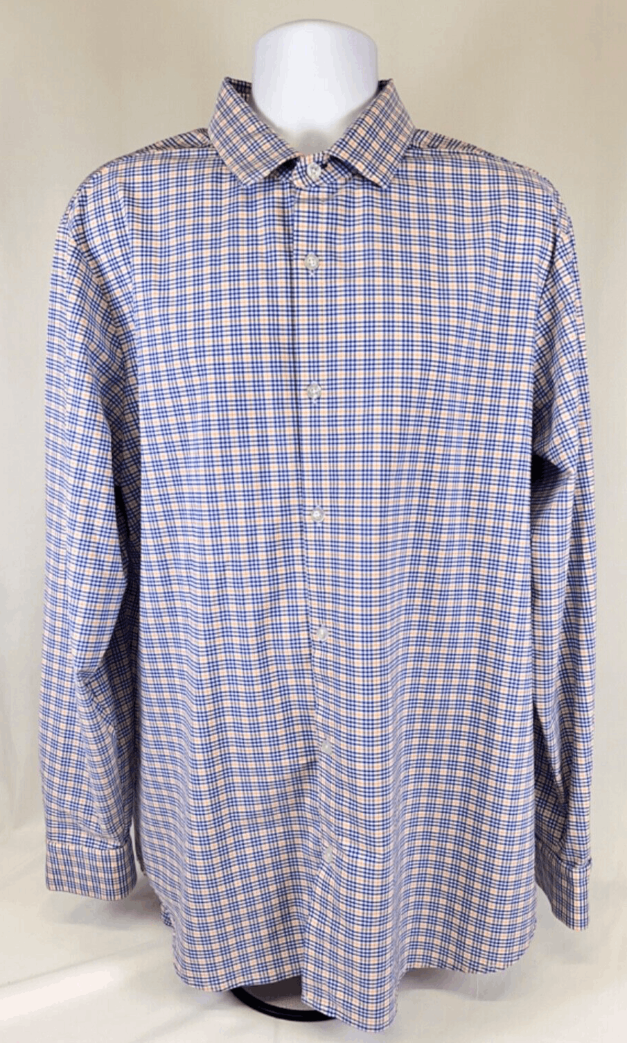EUC Mizzen+Main Men's Blue, Orange, White Stretch XXL Trim Fit Shirt