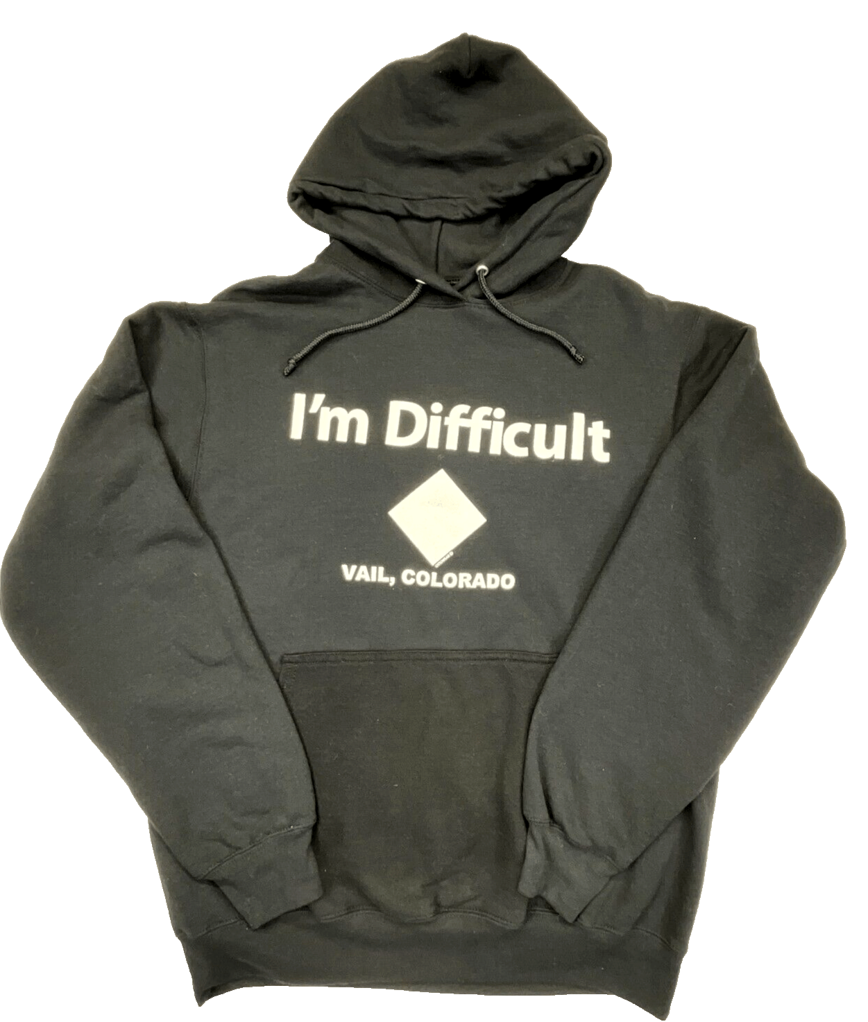 EUC Port & Co Vail Colorado 'I'm Difficult' Black Hoodie Medium