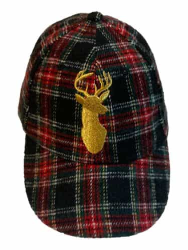 EUC QUAGGA Women's Plaid Baseball Adjustable Cap Hat Embroidered Deer