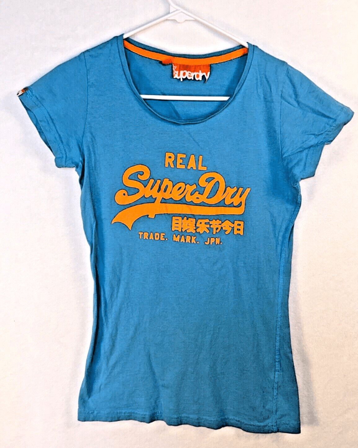 EUC Real Super Dry  Blue T-Shirt Trade. Mark. JPN. Women's, Medium