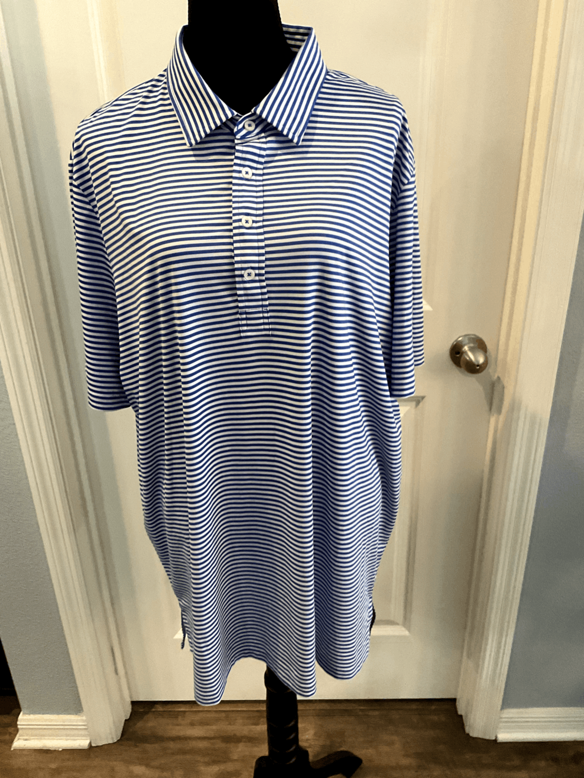EUC  RLX Ralph Lauren Blue Striped Polo Shirt, Size XXL