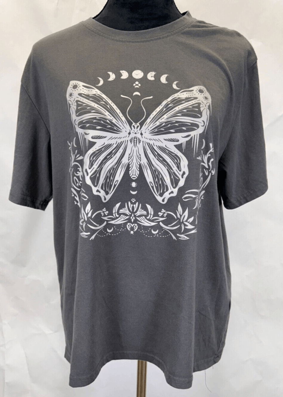 EUC Romwe T-Shirt Mens Gray Medium Moth Graphic Tee