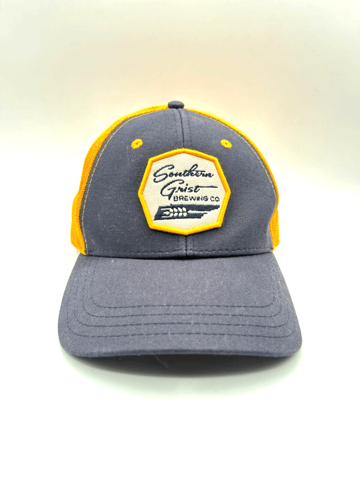 EUC Southern Grist Brewing Co Blue/Gold Snapback Hat