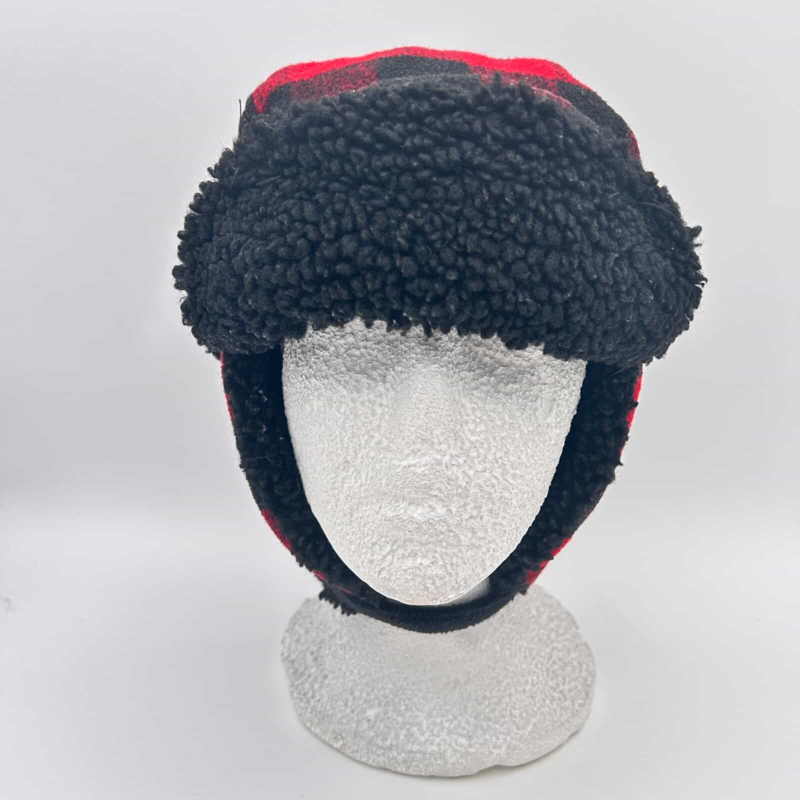 EUC Target Kids Buffalo Plaid Red & Black Trapper Cap Ear Flaps