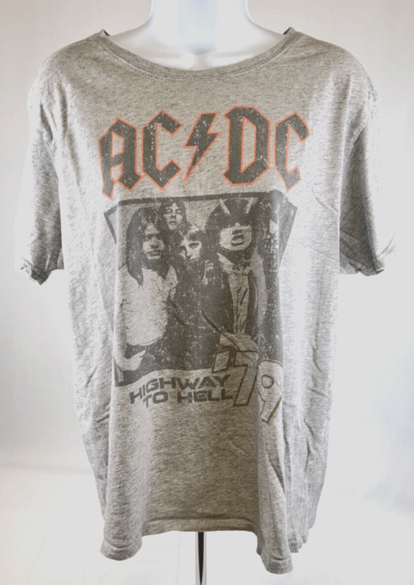 EUC Women's Gray AC/DC High Way To Hell '79 Reproduction T-Shirt, Large
