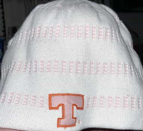 EUC Women's Tennessee Volunteers Pink & White Striped Beanie Cap