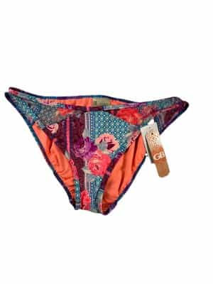 GB Swim Suit Bottoms Bikini Hipster Floral Stripe Mesh Large