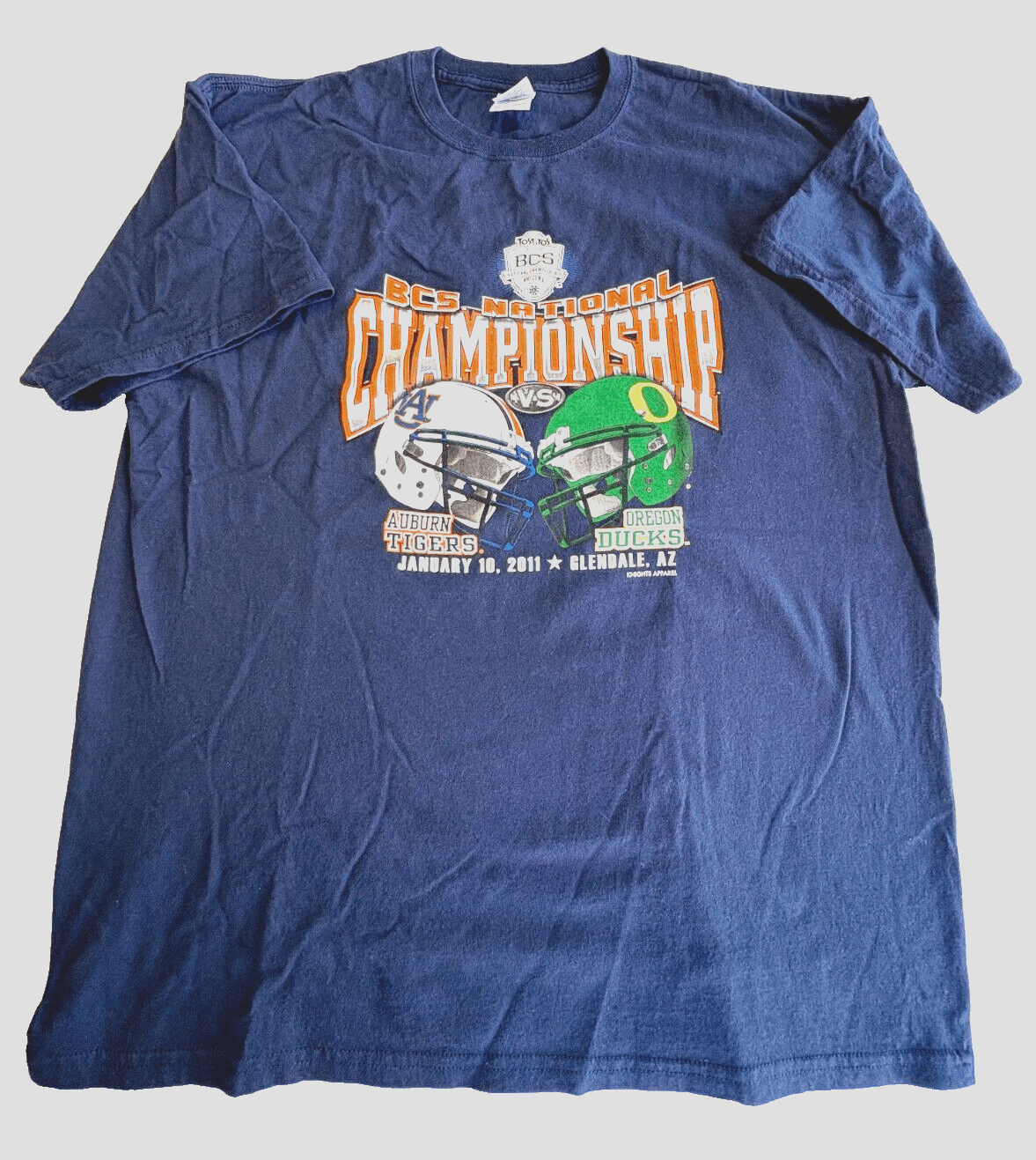 Gildan BCS 2011 Natl Championship Auburn v. Oregon Blue T-shirt XL