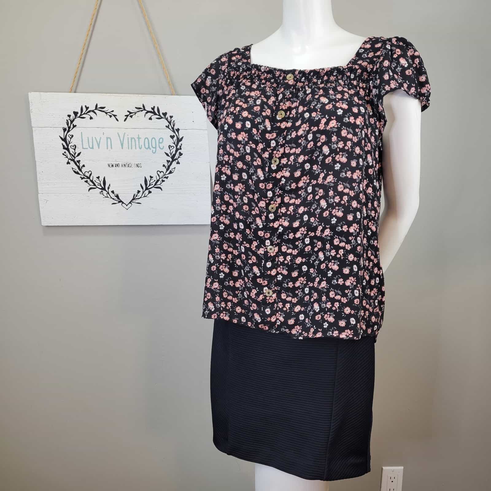 H&M Ribbed Black Pencil Mini Skirt High Waist Fitted Career Wear Size M