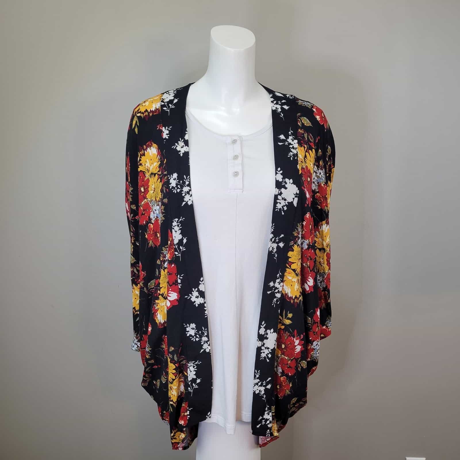 time-and-tru-floral-print-kimono-open-front-lightweight-bohemian-cardigan-os