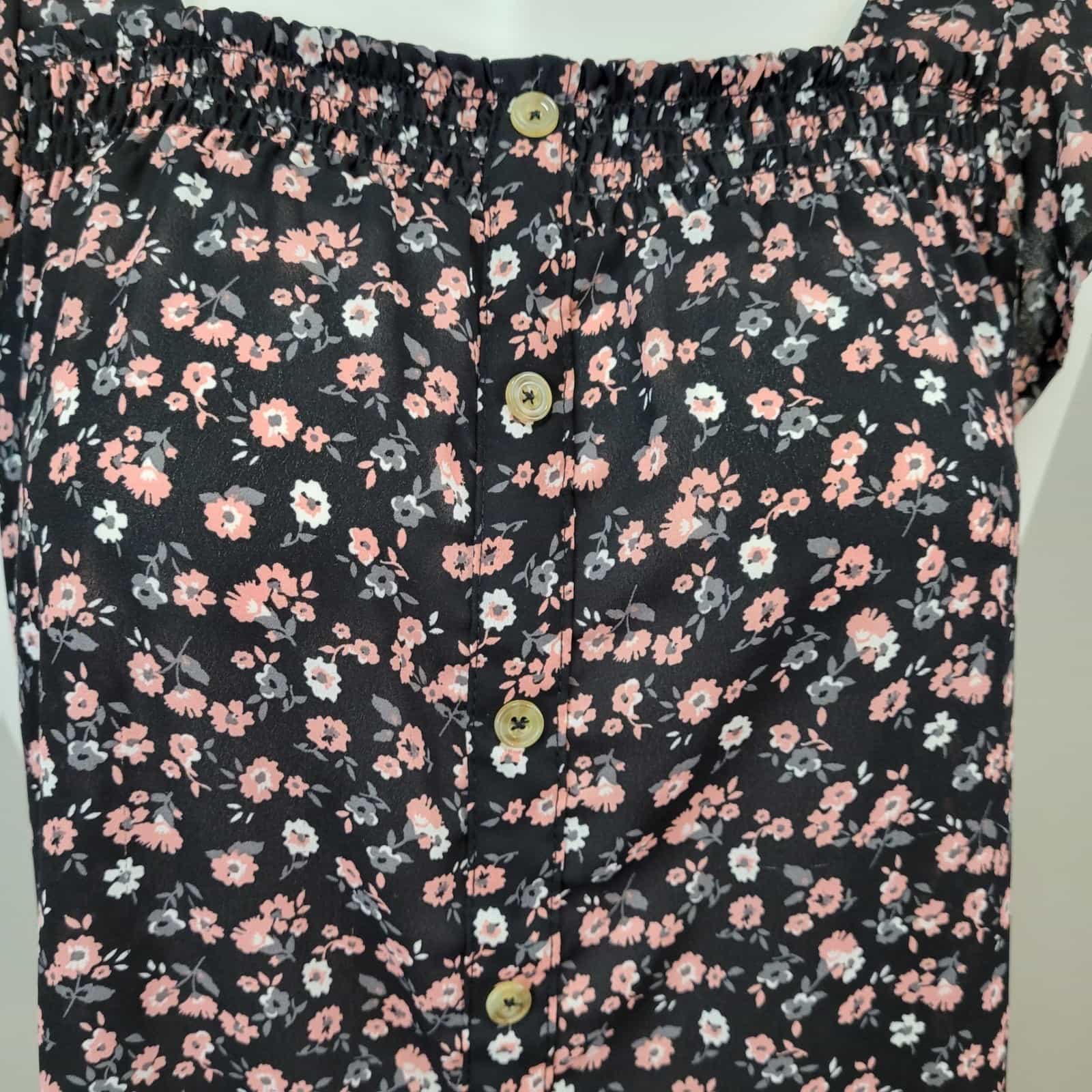 no-boundaries-floral-print-faux-button-up-top-short-sleeve-casual-juniors-size-l