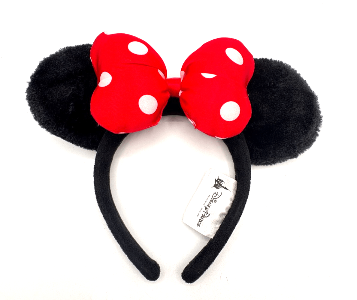 Kids' Disney Parks Minnie Mouse Plush Ears Headband with Red Satin Polka Dot Bow