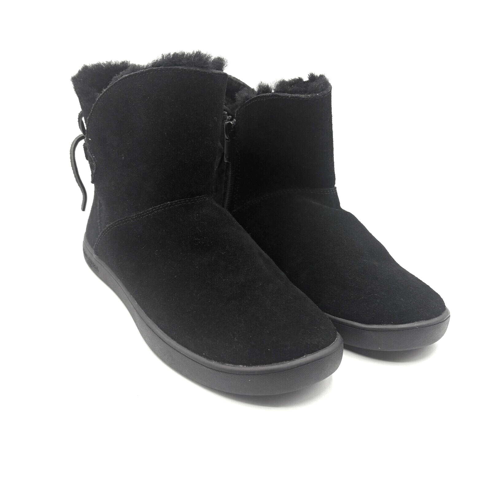 Koolaburra by UGG Black Suede Shazi Short Boot Tie Back Side Zip Size 6