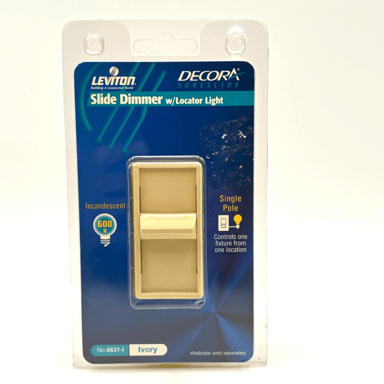 Leviton Decora Slide Dimmer Locator Light 6631-I IVORY Single Pole 600W
