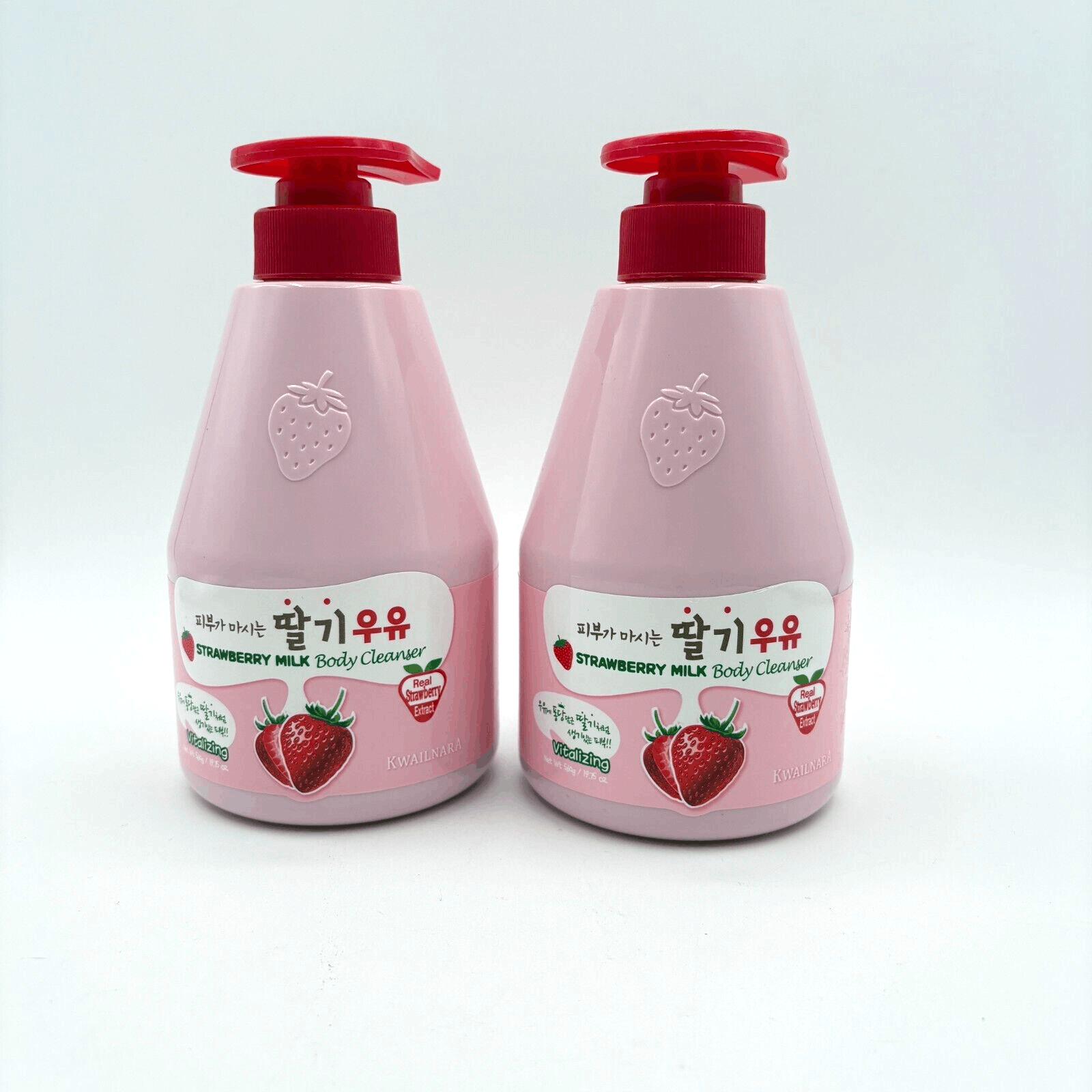Lot of 2 Kwailnara Welcos Strawberry Milk Korean Body Cleanser 19.75oz