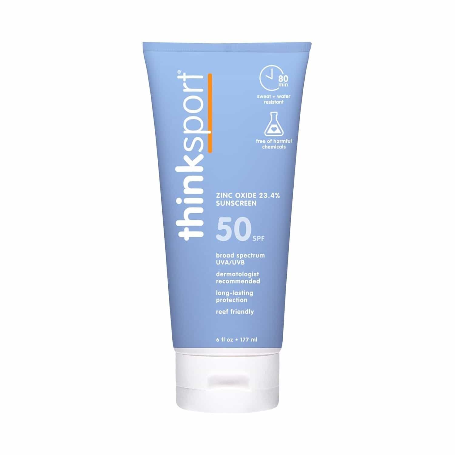 Lot of 2 Think Sport Zine Oxide 23.4% Sunscreen 50SPF 6oz Exp 1/26