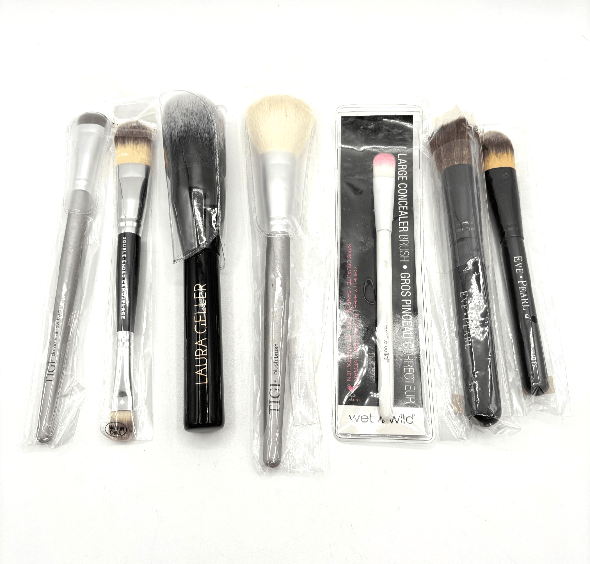 Lot of 7 New Brand Name Makeup Brushes Eve Pearl Laura Geller Tigi
