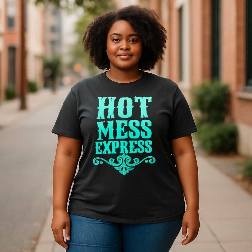 Lulu Mac Hot Mess Express T-Shirt Black Short Sleeves Large