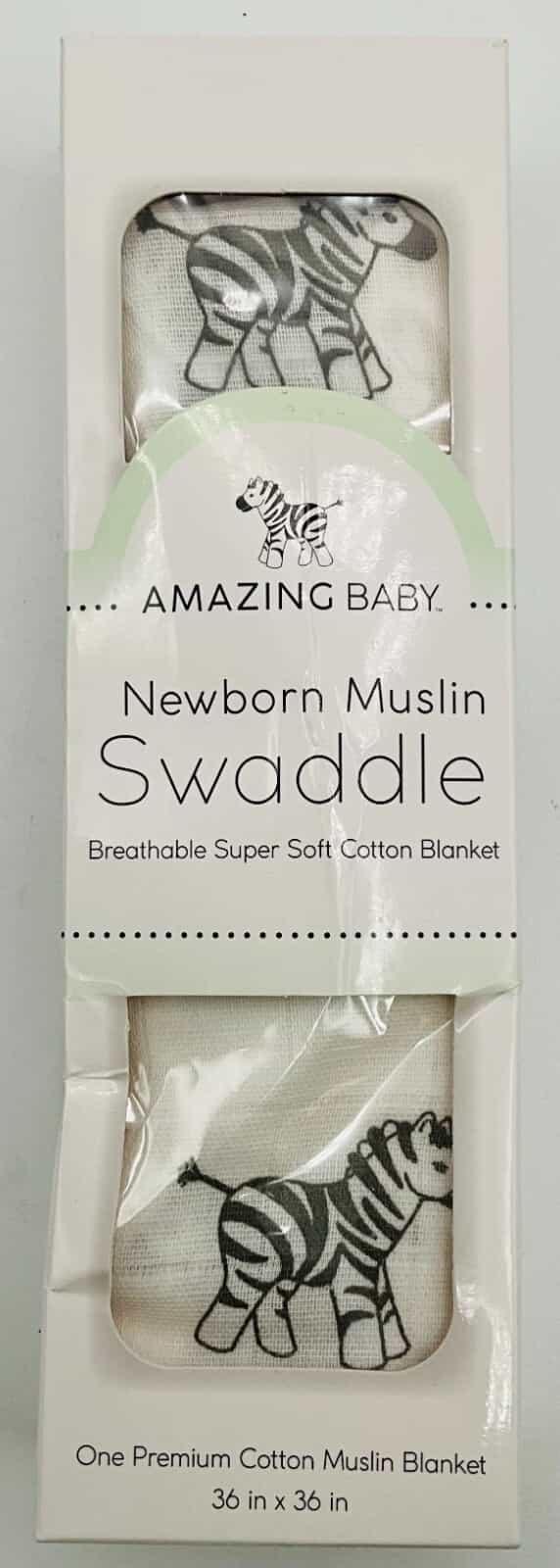 New Amazing Baby Newborn Muslin Swaddle Zebras 100% Cotton 36" X 36"