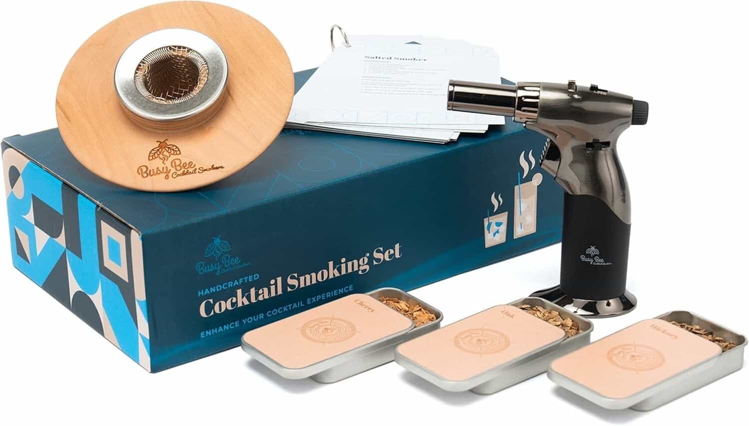 New Busy Bee Cocktail Smoker Kit Lighter Smoker Chips Recipes