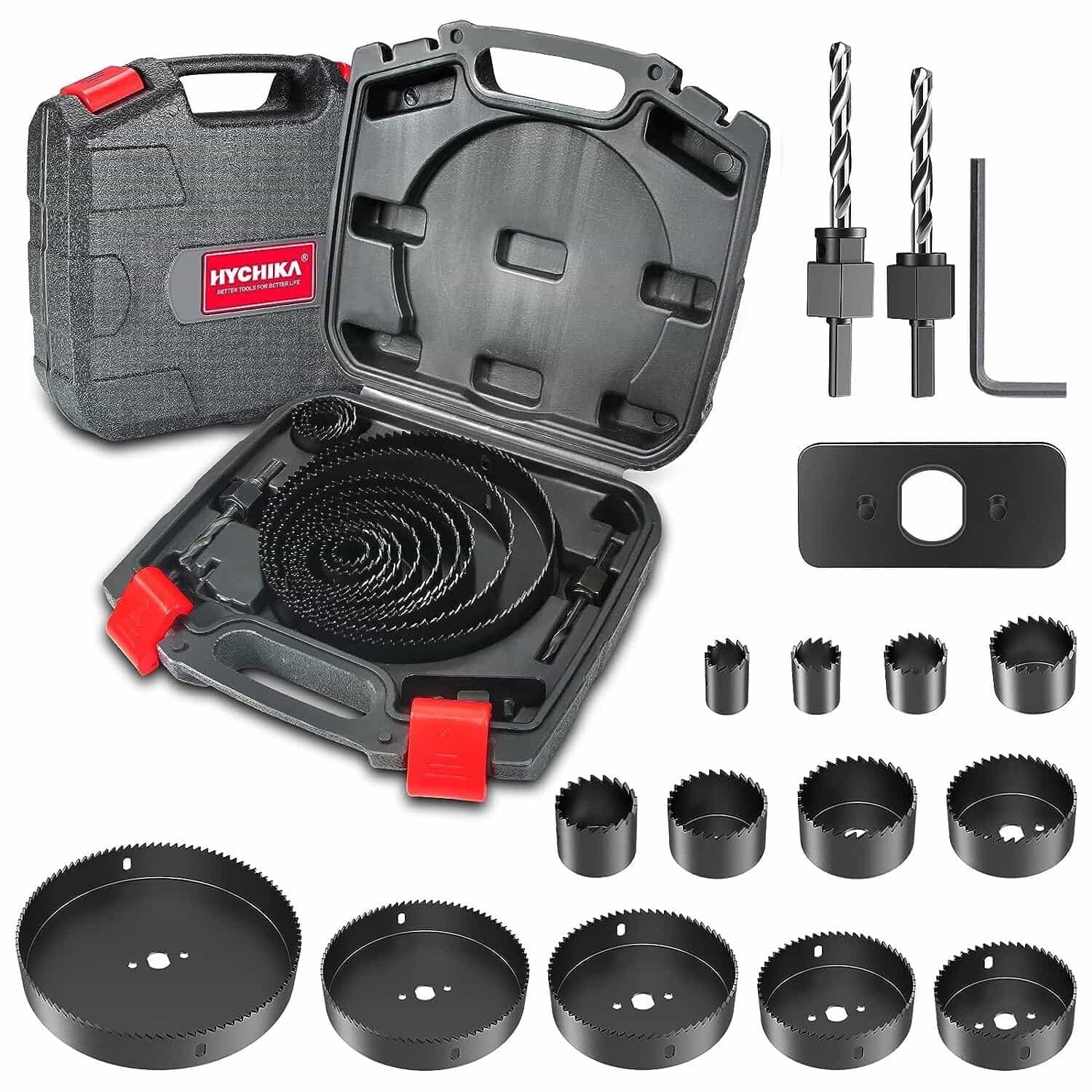 New HYCHIKA 19 Pcs Hole Saw Kit 3/4"-6"(19-152mm) Saw Blades (13) HS17C