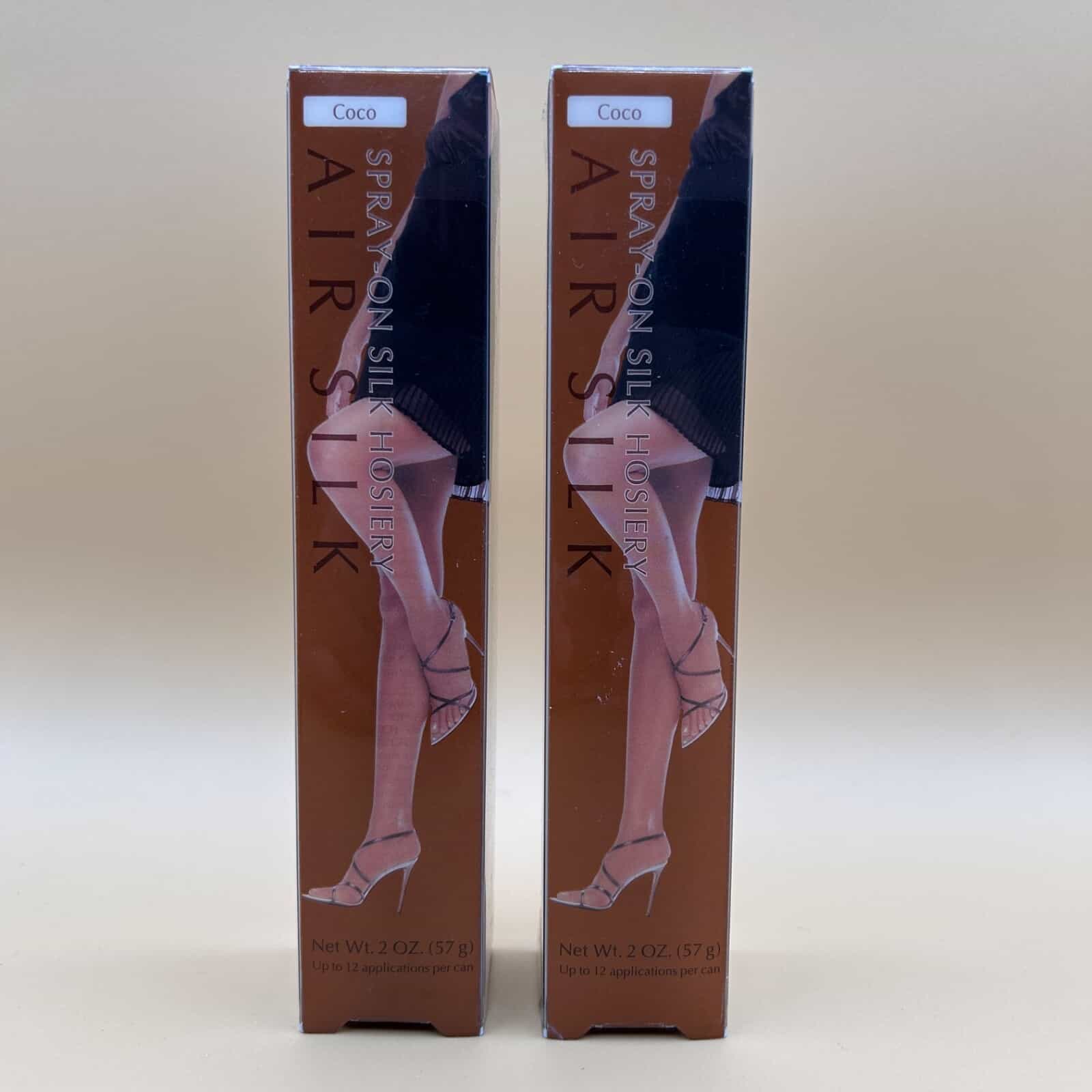 New, Lot of 2 Air Stocking AIR SILK Spray-on Micro-fine Silk Hosiery  2 oz Coco