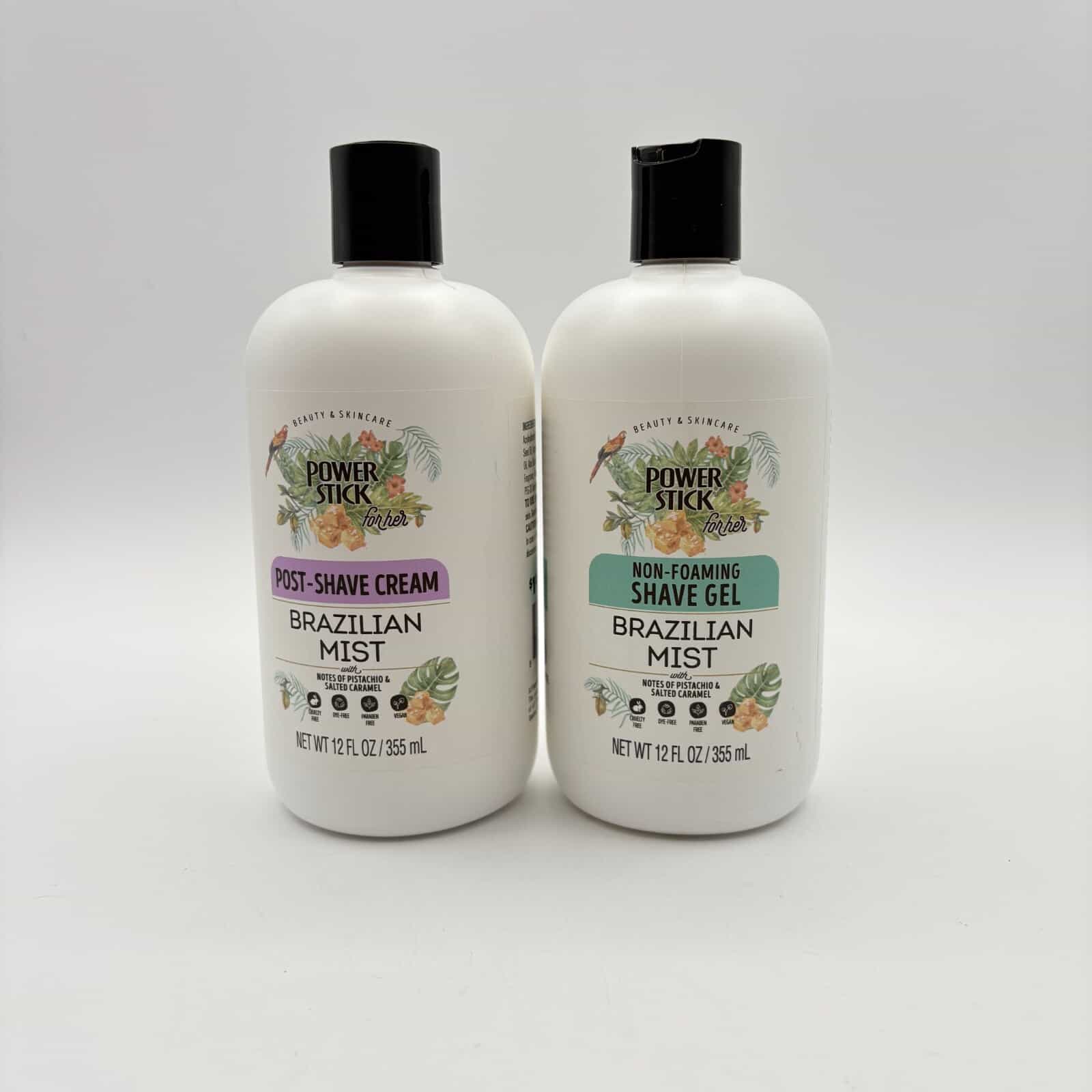 New Lot of 2 Power Stick Non-Foaming Shave Gel & Post-Shave Cream 12 oz