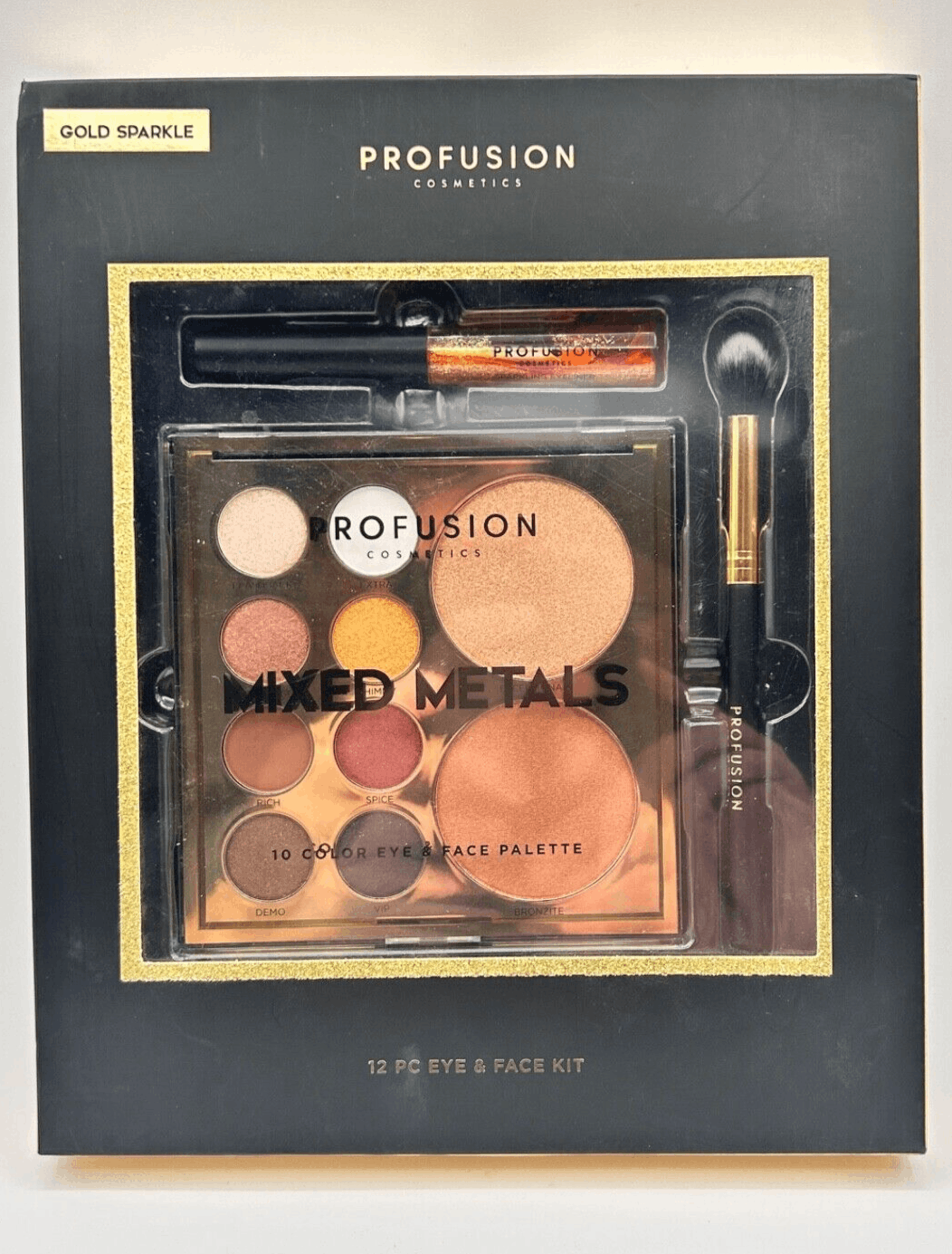 NEW Profusion Mixed Metals 12 Piece Eye & Face Kit Gold Sparkle