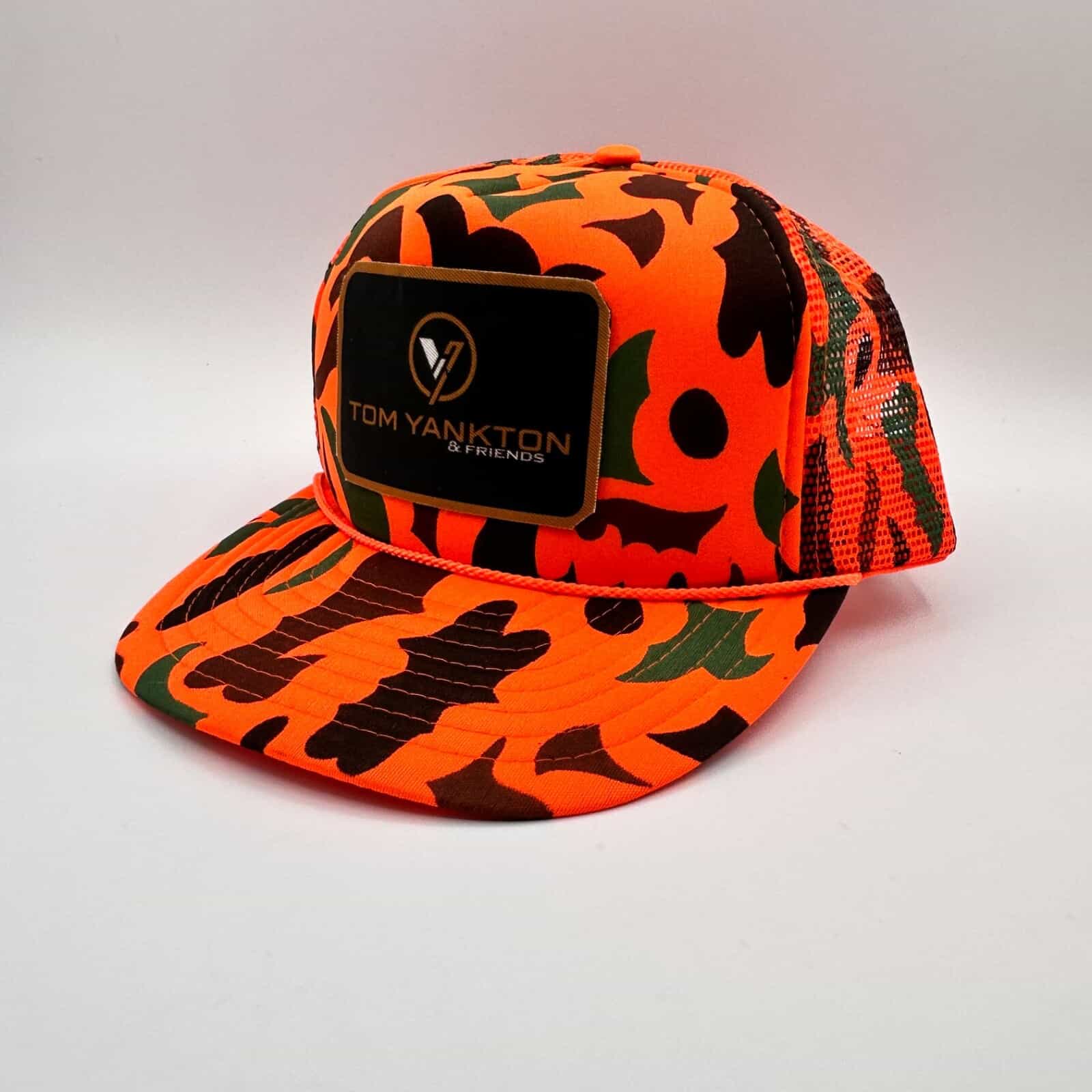 New Tom Yankton & Friends Orange Camo Hunting Cap, One Size