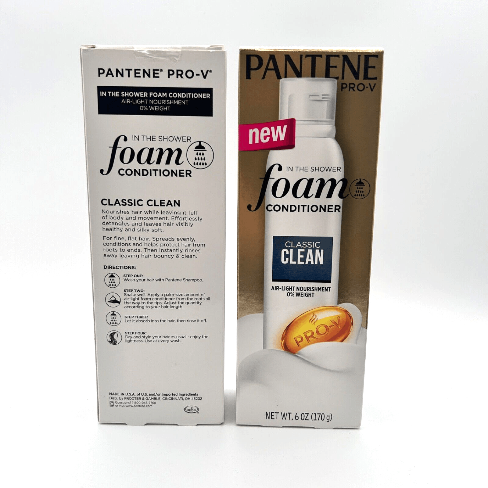NIB Lot of 2 Pantene Pro-V In The Shower Foam Conditioner Classic Clean 6oz