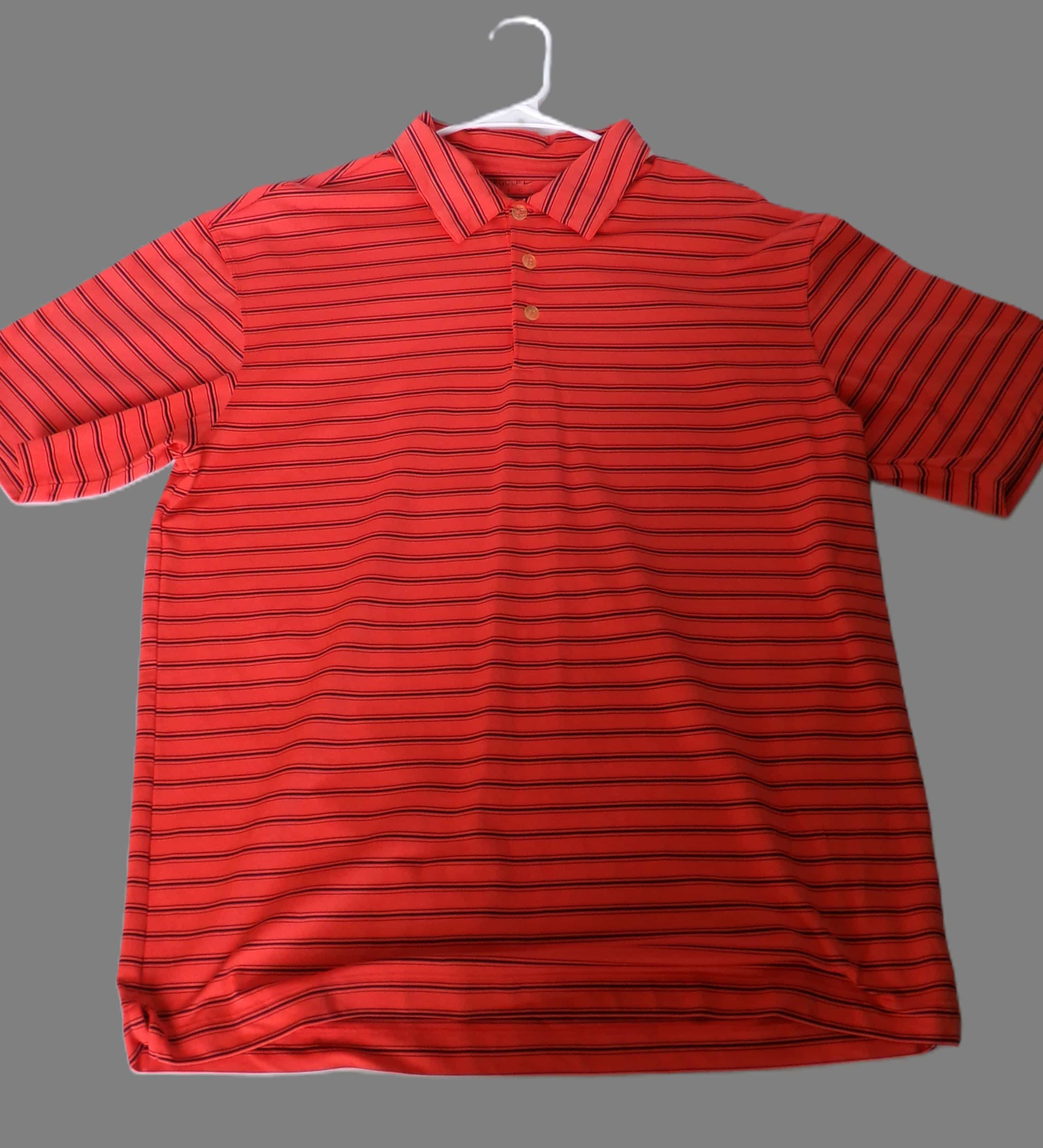 Nike Golf Polo Shirt Men’s Size L Fit Dry Casual Red Black Striped Short Sleeve