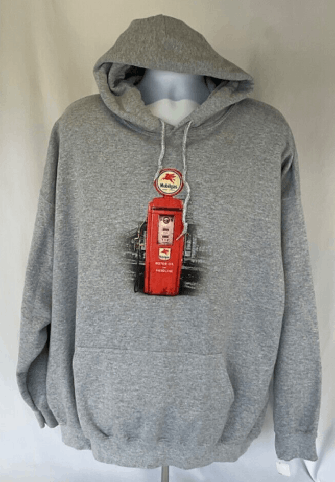 NWOT Gildan Mobilgas Gray Heavyweight Hoodie, 3XL
