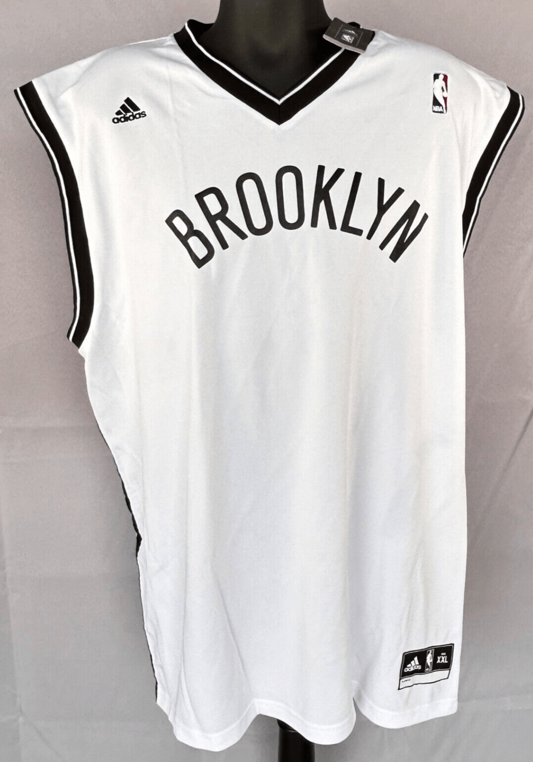 NWT Adidas Men's Swingman White & Black Brooklyn Nets Fan Jersey 2XL