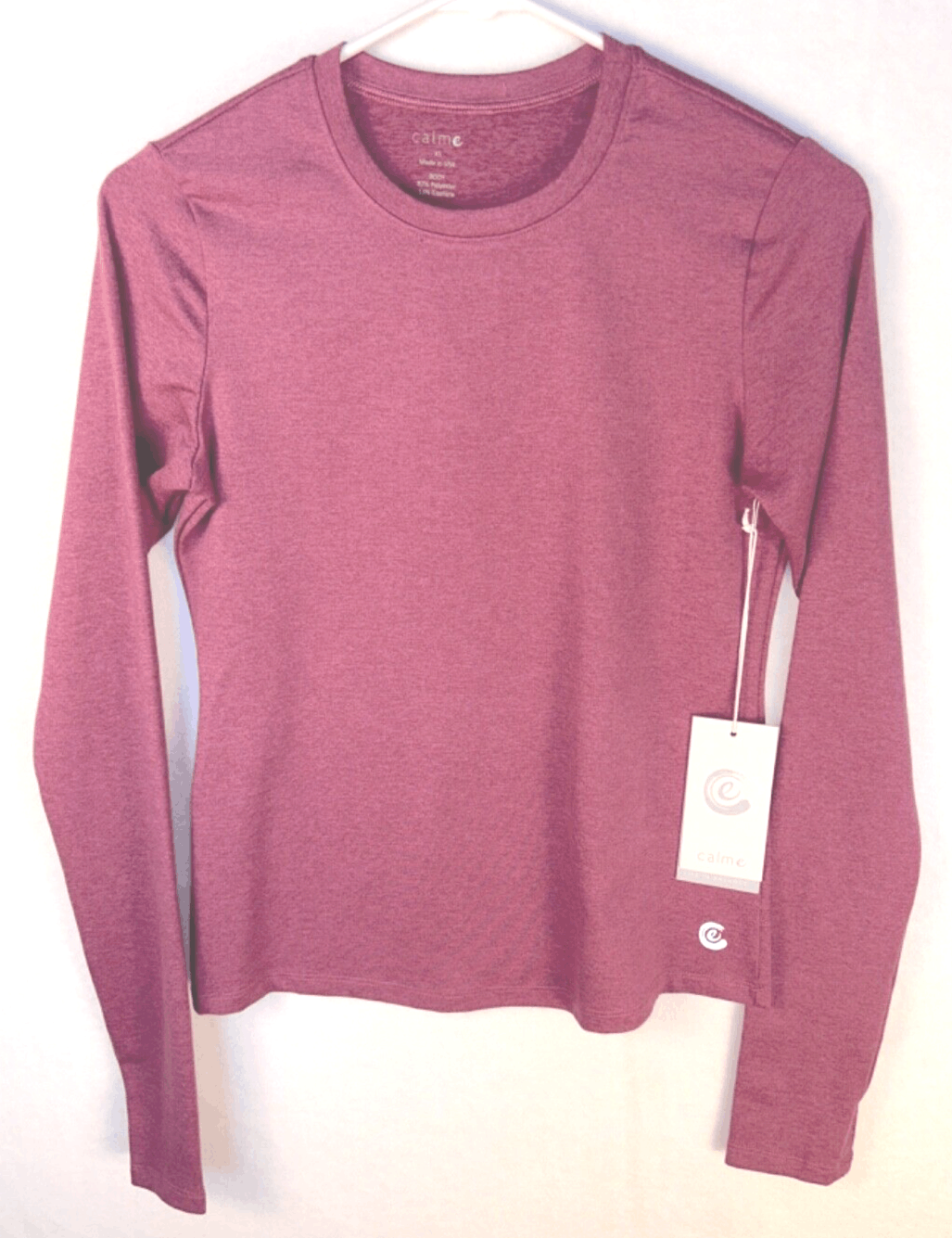 NWT Calme Fuchsia Gym Long Sleeve Athletic Tee Shirt Womens, Size XS