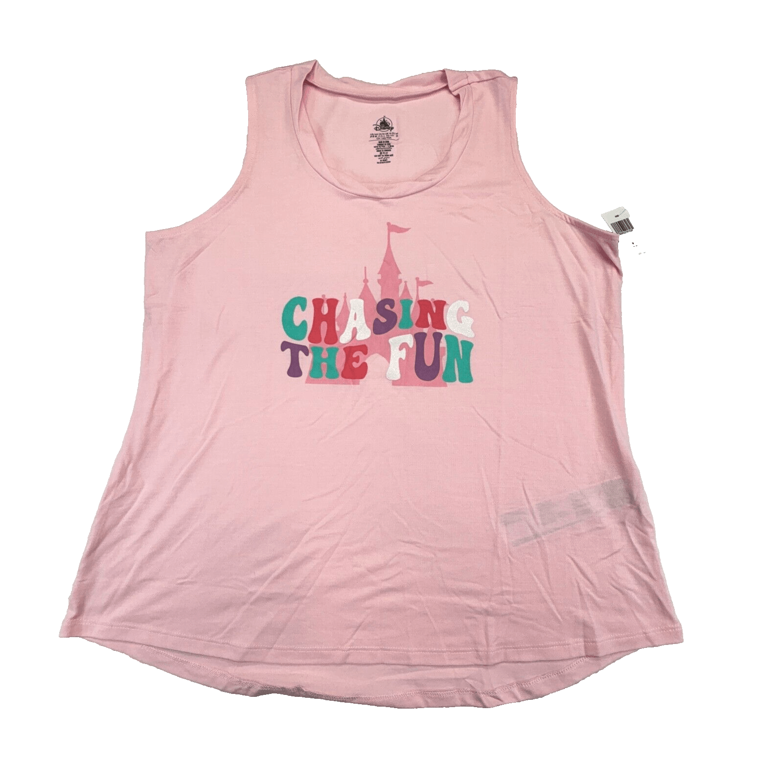 NWT Disney Parks 'Chasing The Fun' Castle Pink Women's Tank Top Medium