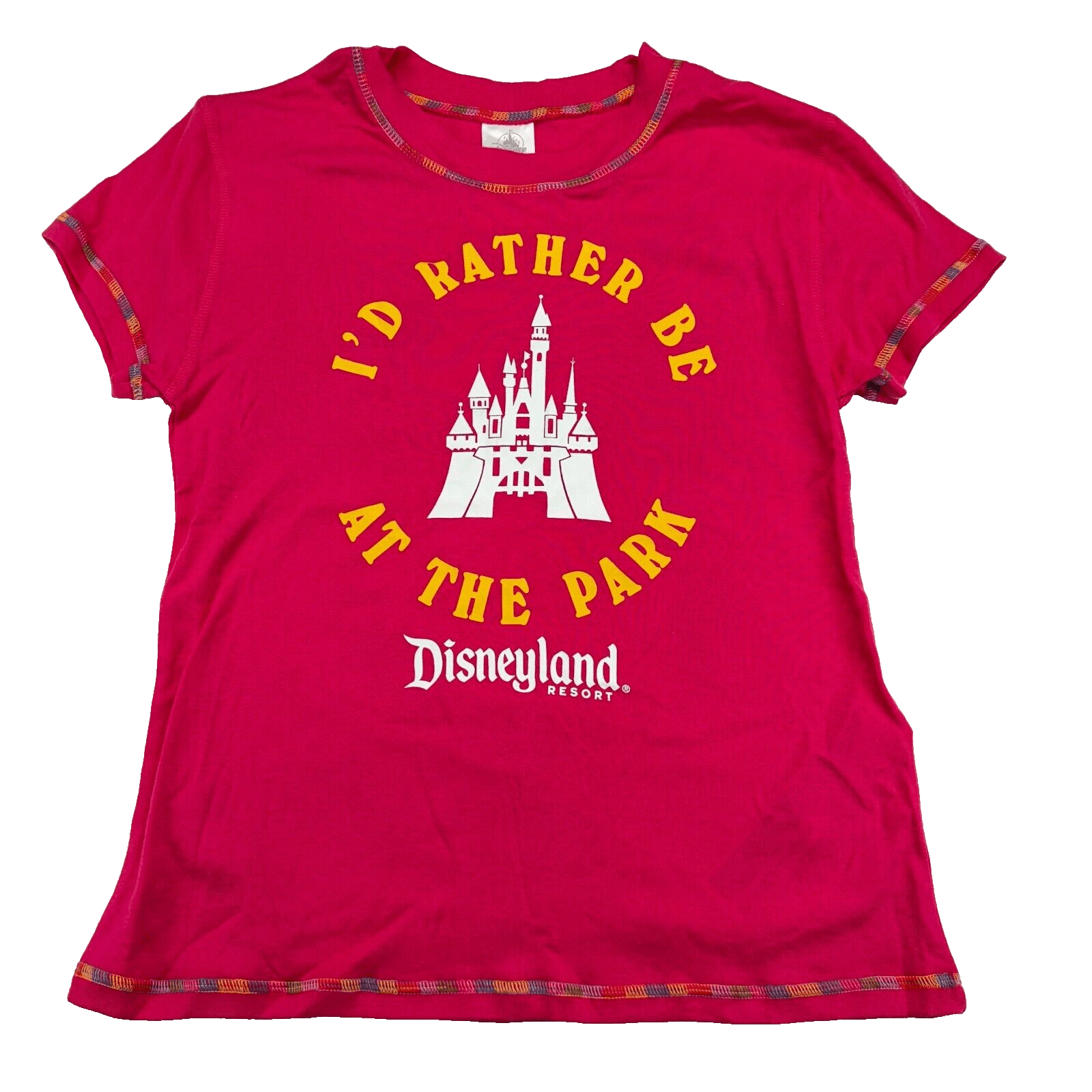 NWT Disney Parks T-Shirt Castle I'd Rather Be At The Park Pink Youth Medium