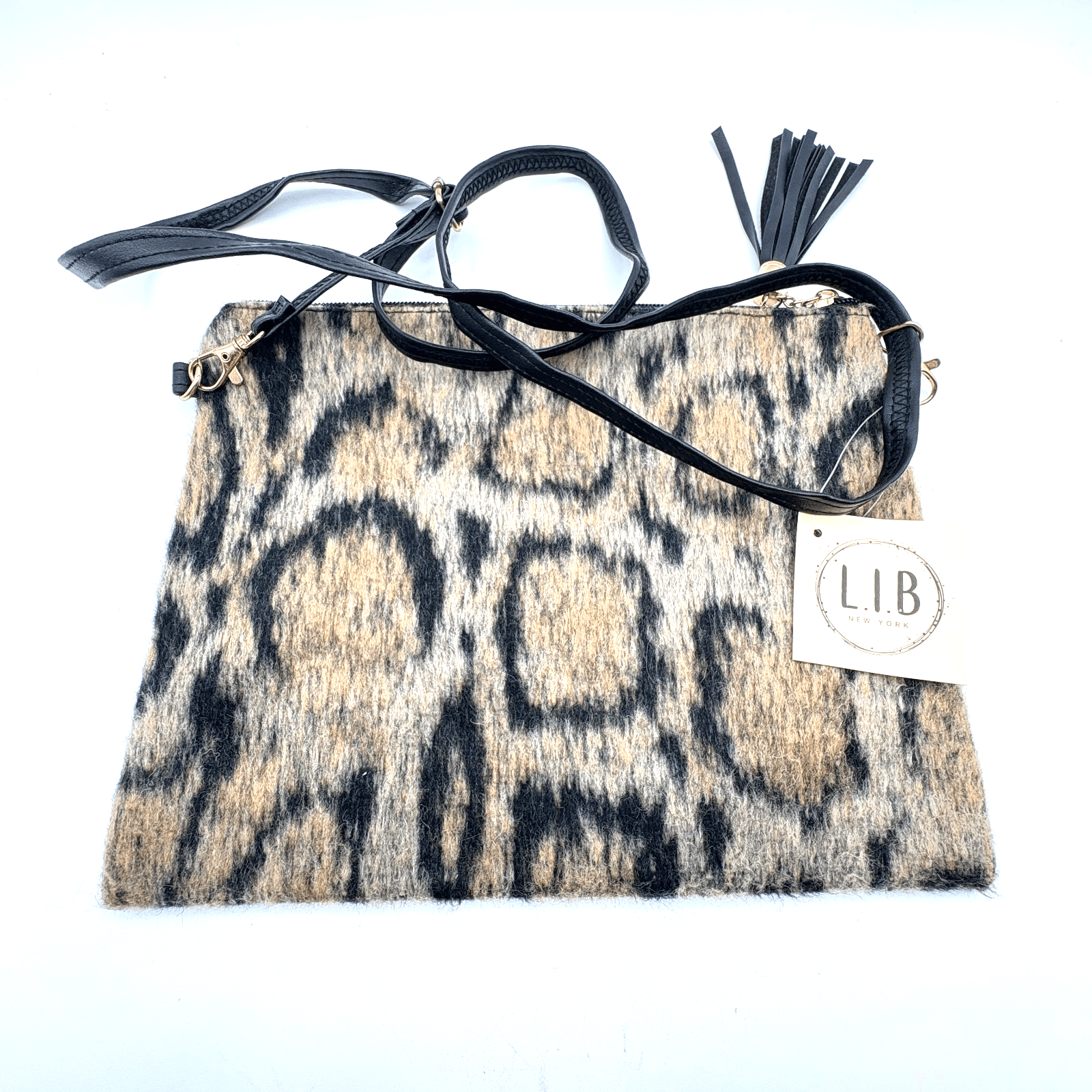 NWT L.I.B. Panther Mountain Tassel Crossbody Bag