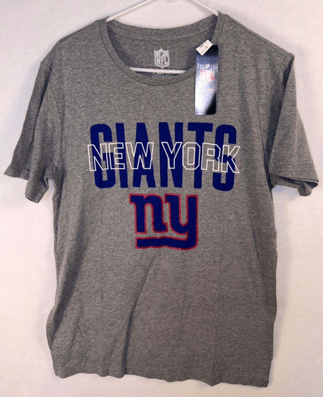 NWT NY Giants NFL Team Apparel Short Sleeve Gray T-Shirt, Size M