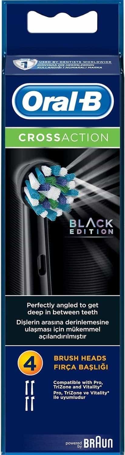 Oral-B CrossAction Black Edition Brush Heads 4 Pack – Fits Rotating Models