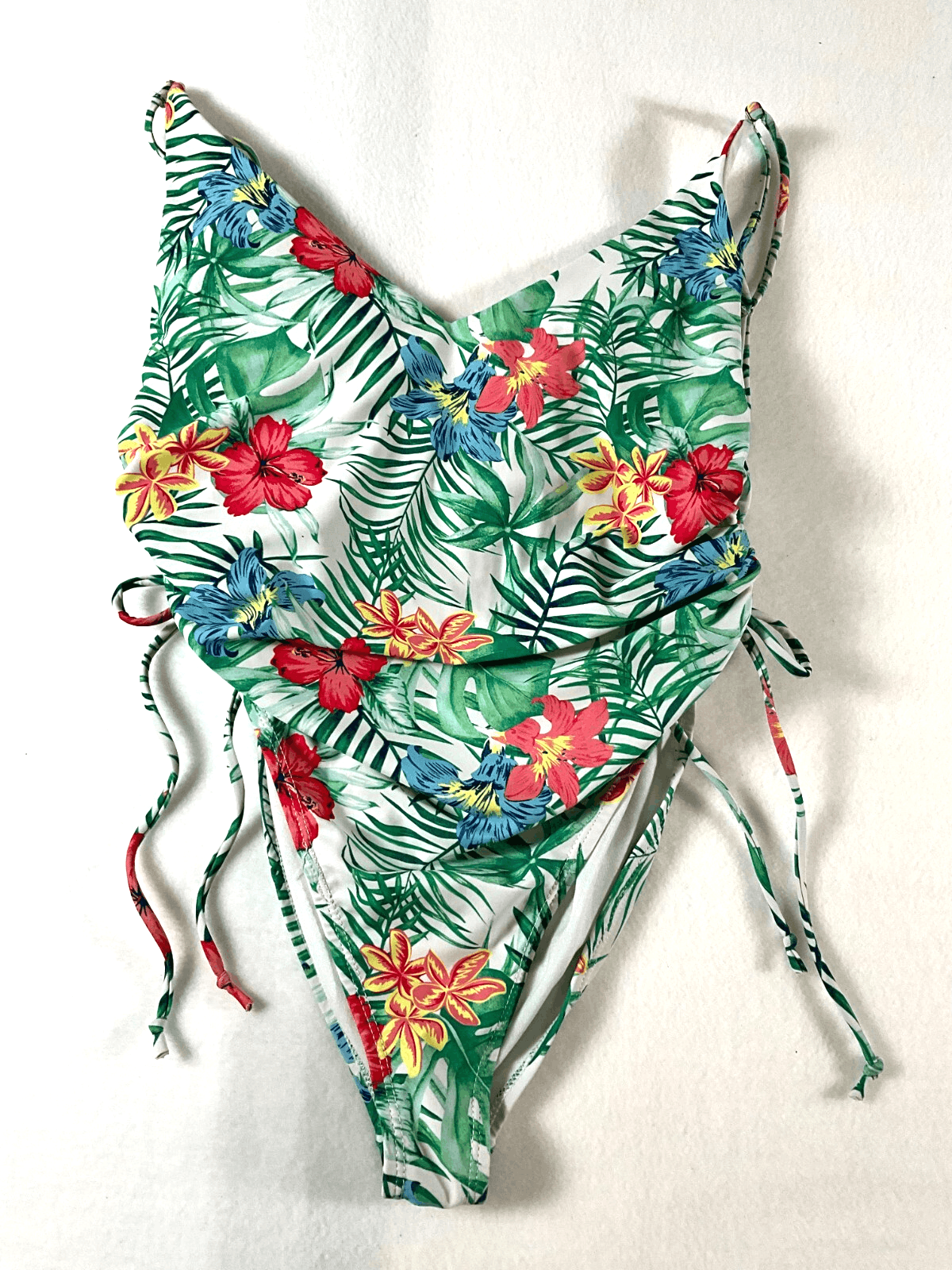 Refuge Womens Swimsuit Floral XL Gathered HighCut Leg