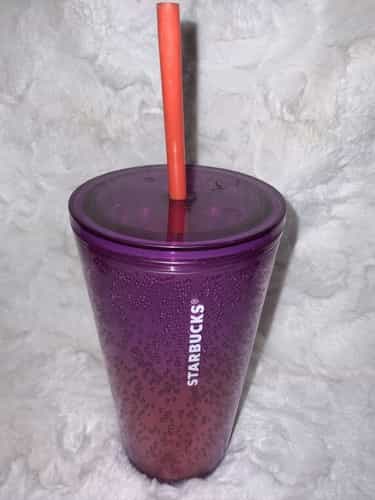 Starbucks 2020 Purple/Orange Umbre W/bubbles Plastic 16 oz Cold Cup Tumbler (G5)