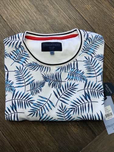 Straight Faded New York Men’s Size 3XL White With Blue Pullover Shirt NWT