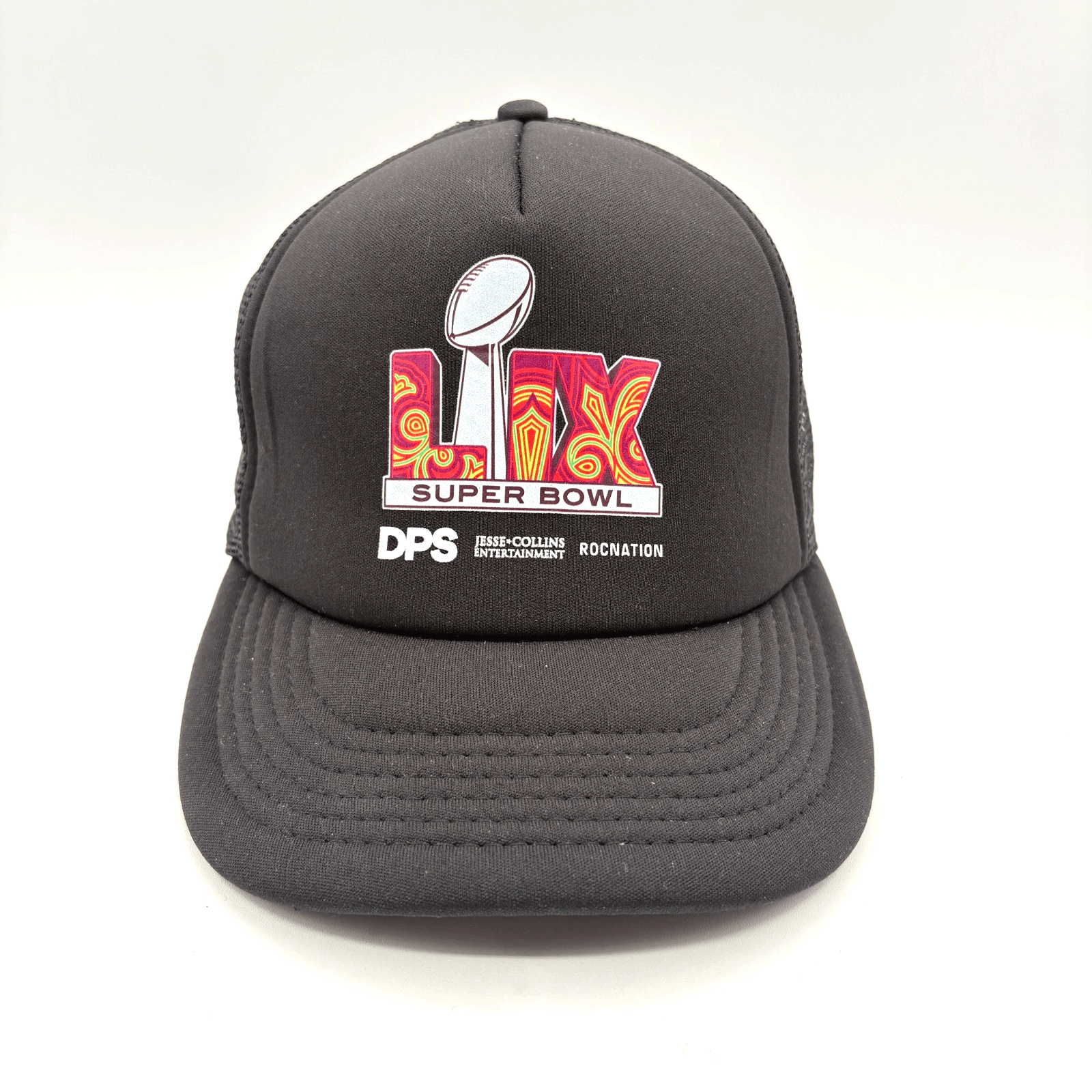 Super Bowl LIX DPS Jesse-Collins Ent. Rocnation Black Mesh Trucker Snapback Cap
