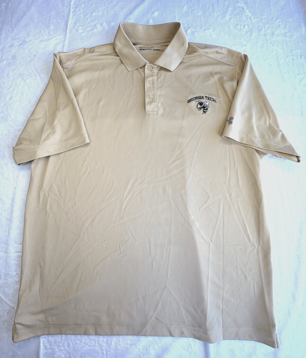 Under Armour Georgia Tech Logo Polo Shirt Mens XLarge Gold HeatGear Golf
