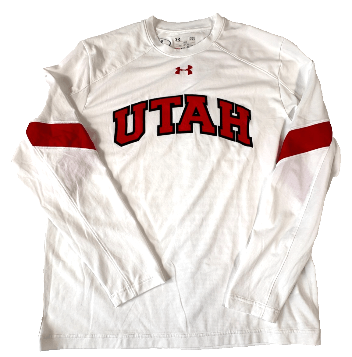 Under Armour T-Shirt Men's Long Sleeve Utah Basketball Heat Gear White Large