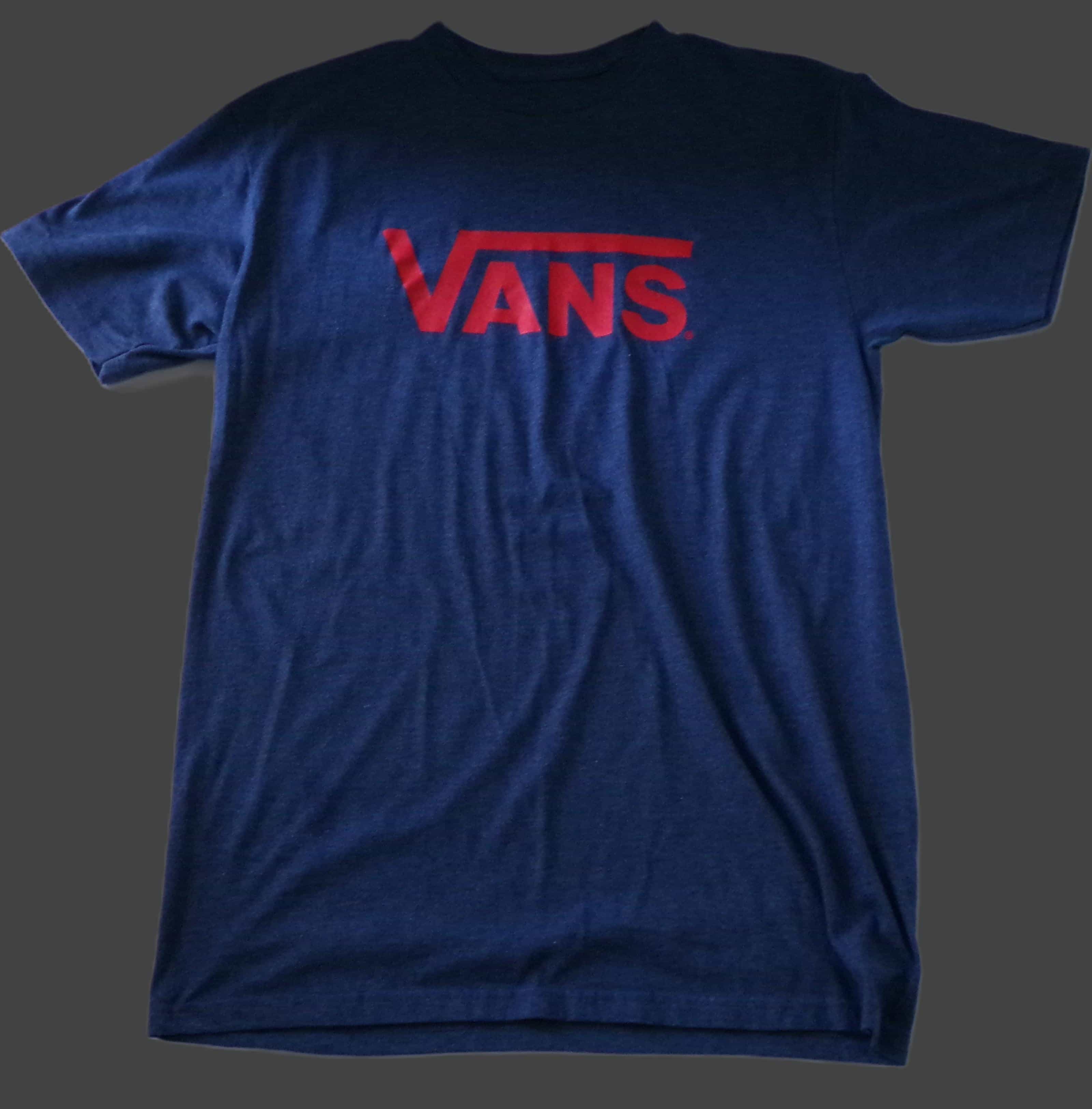 Vans Classic T Shirt Logo Men’s Retro Red On Blue – Off The Wall – Size Medium