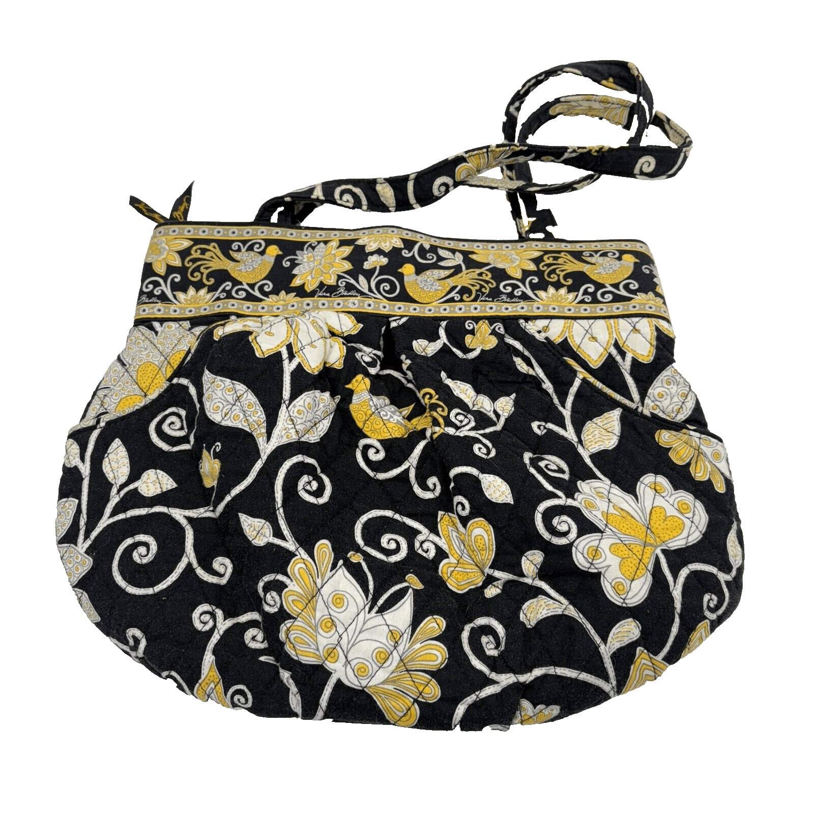 Vera Bradley Yellow Bird (retired) Morgan Pleated Bucket Style Purse