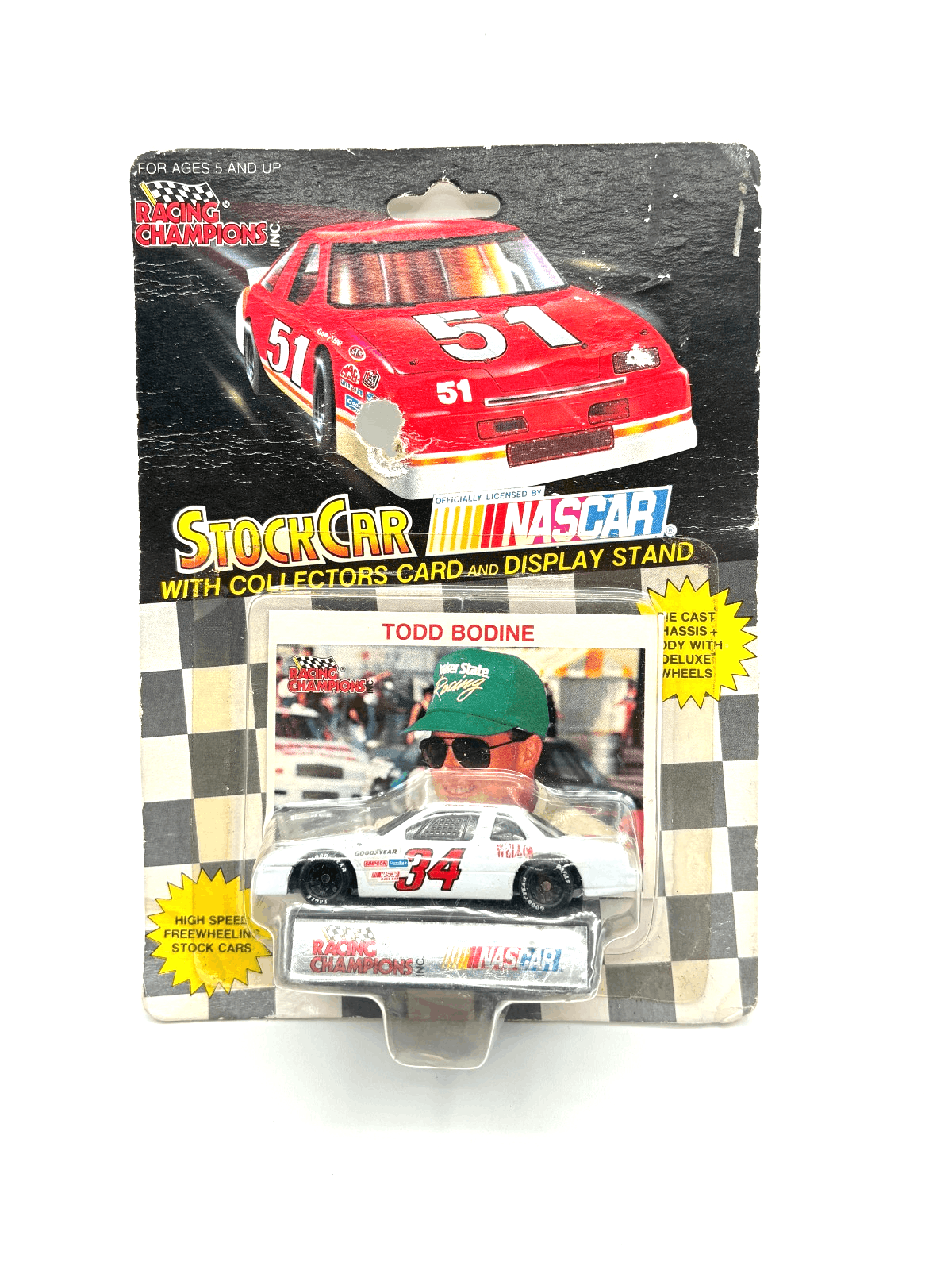 Vintage 1991 Sealed Racing Champions Die Cast, Display Stand & Card Todd Bodine