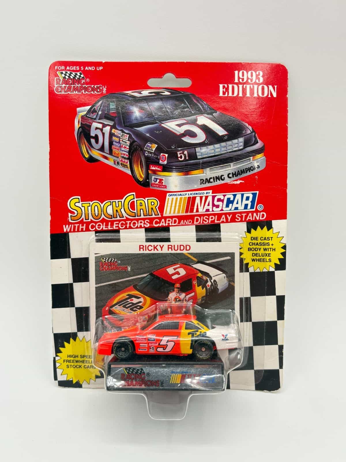Vintage 1993 Sealed Racing Champions Die Cast Display Stand & Card Ricky Rudd